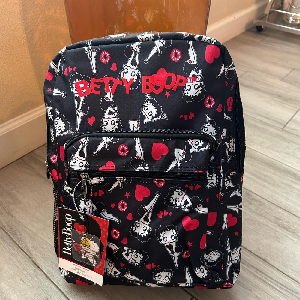 Betty Boop Black and Red Patterned Backpack